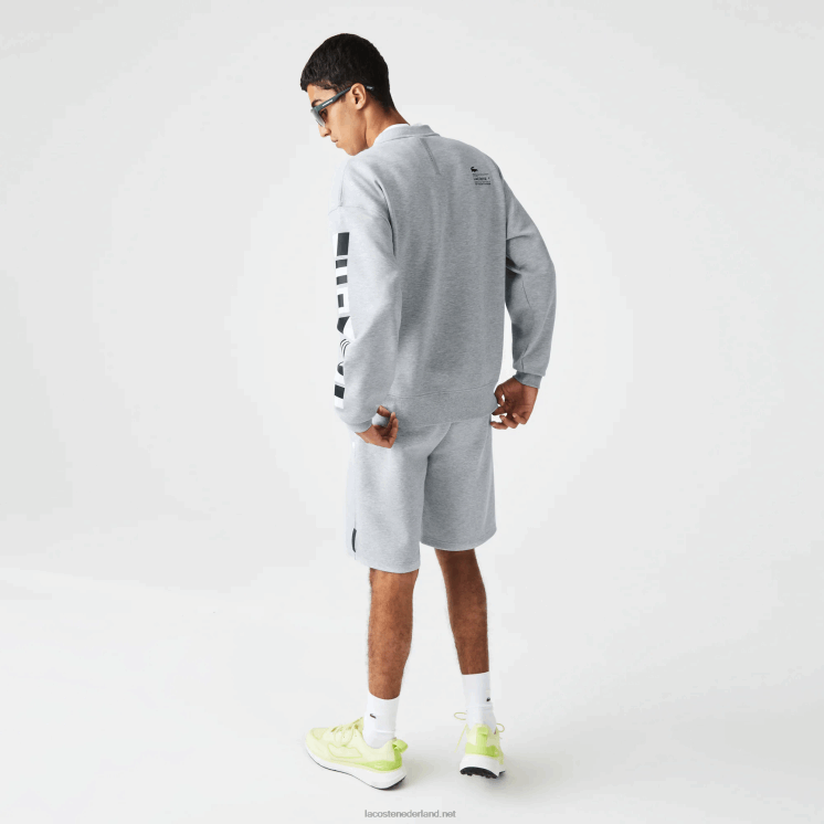 Lacoste losvallend sweatshirt met reflecterende print 0828H983 grijze chine ca Heren