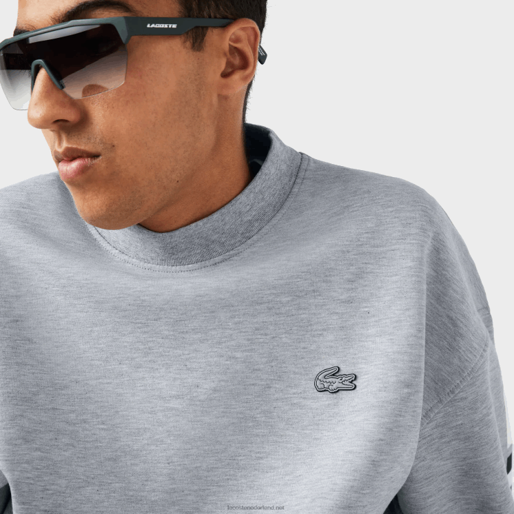 Lacoste losvallend sweatshirt met reflecterende print 0828H983 grijze chine ca Heren
