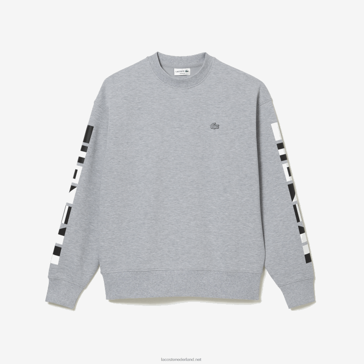 Lacoste losvallend sweatshirt met reflecterende print 0828H983 grijze chine ca Heren