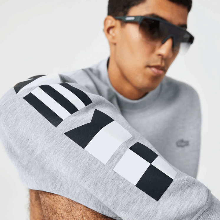 Lacoste losvallend sweatshirt met reflecterende print 0828H983 grijze chine ca Heren