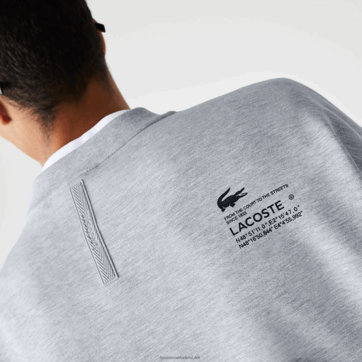 Lacoste losvallend sweatshirt met reflecterende print 0828H983 grijze chine ca Heren