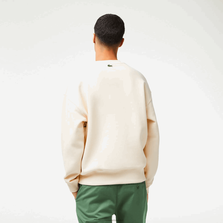 Lacoste losvallend sweatshirt met ronde hals en krokodillenprint 0828H360 witte xfj Heren