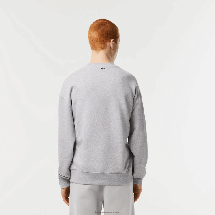 Lacoste losvallend sweatshirt met ronde hals en krokodillenprint 0828H362 grijze chine ca Heren