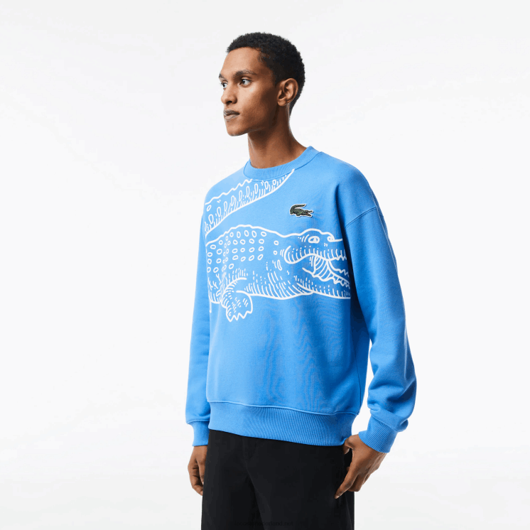 Lacoste losvallend sweatshirt met ronde hals en krokodillenprint 0828H363 blauw l99 Heren