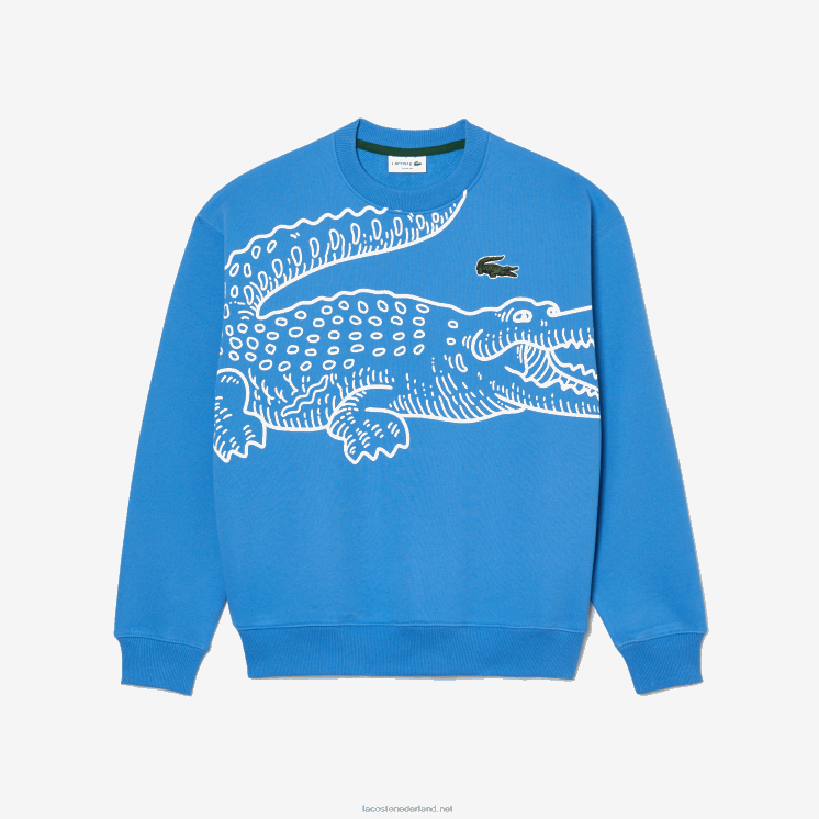 Lacoste losvallend sweatshirt met ronde hals en krokodillenprint 0828H363 blauw l99 Heren