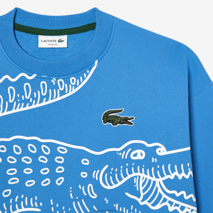 Lacoste losvallend sweatshirt met ronde hals en krokodillenprint 0828H363 blauw l99 Heren