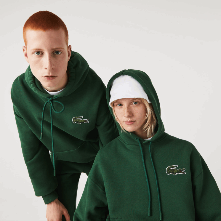 Lacoste losvallend sweatshirt van biologisch katoen met capuchon 0828H367 groen 132 Heren