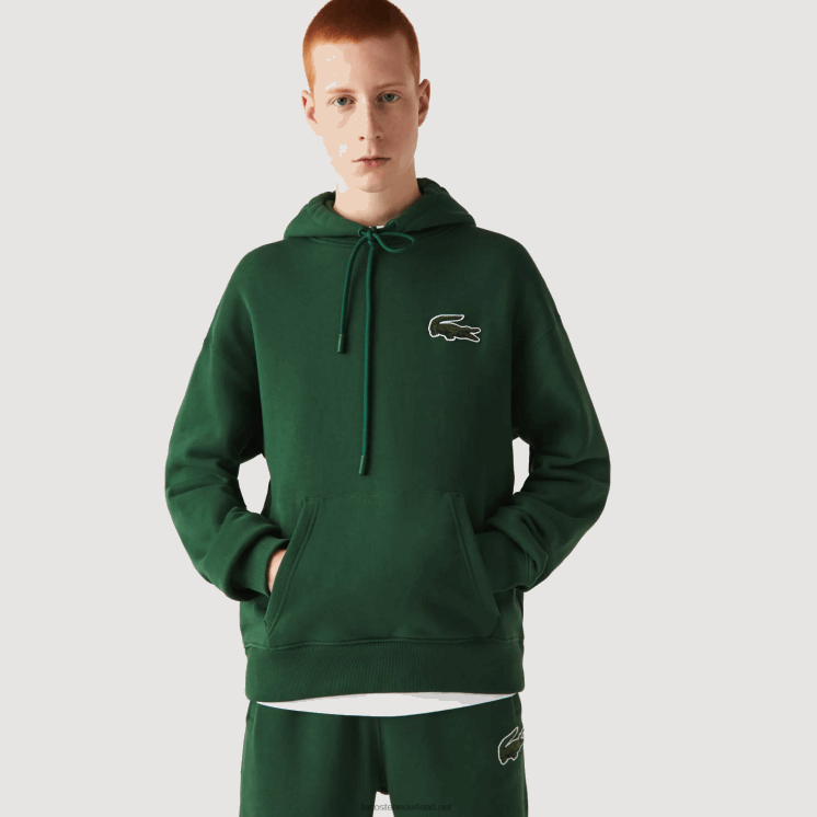 Lacoste losvallend sweatshirt van biologisch katoen met capuchon 0828H367 groen 132 Heren