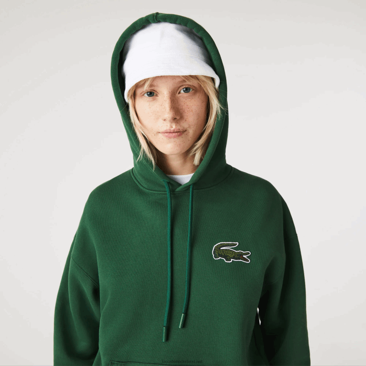 Lacoste losvallend sweatshirt van biologisch katoen met capuchon 0828H367 groen 132 Heren