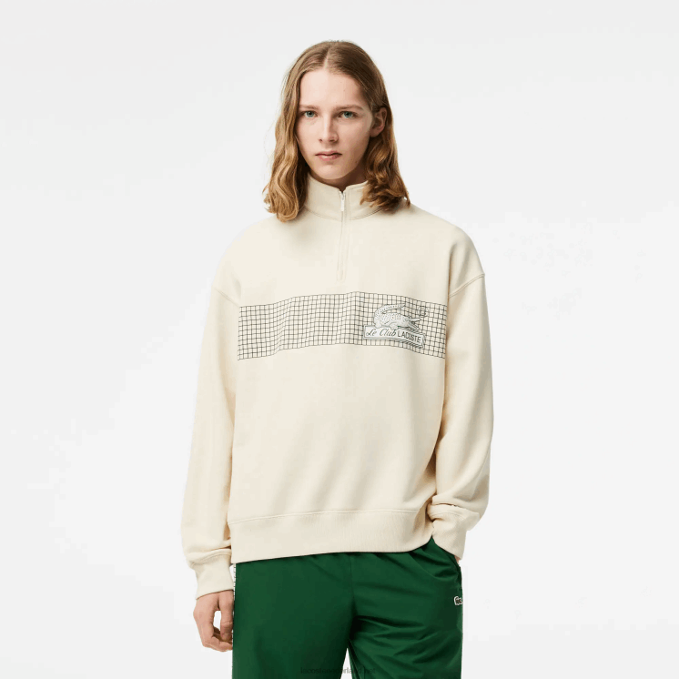 Lacoste losvallend sweatshirt van biologisch katoen met rits aan de hals 0828H282 witte xfj Heren