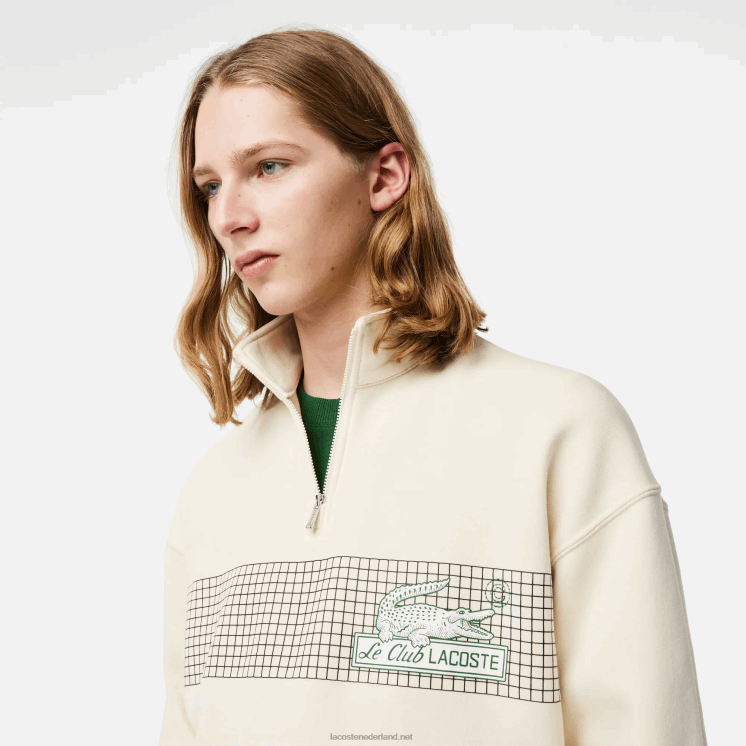 Lacoste losvallend sweatshirt van biologisch katoen met rits aan de hals 0828H282 witte xfj Heren