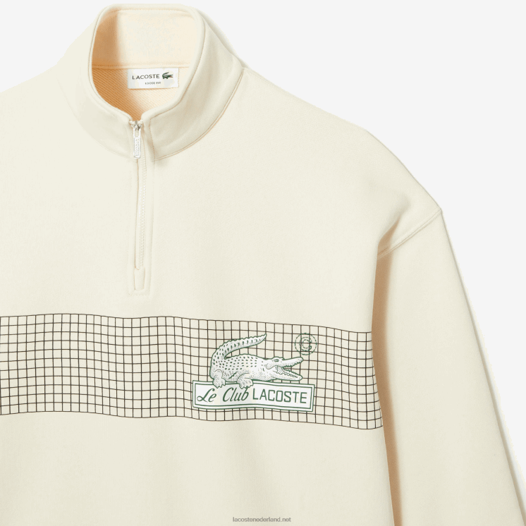 Lacoste losvallend sweatshirt van biologisch katoen met rits aan de hals 0828H282 witte xfj Heren