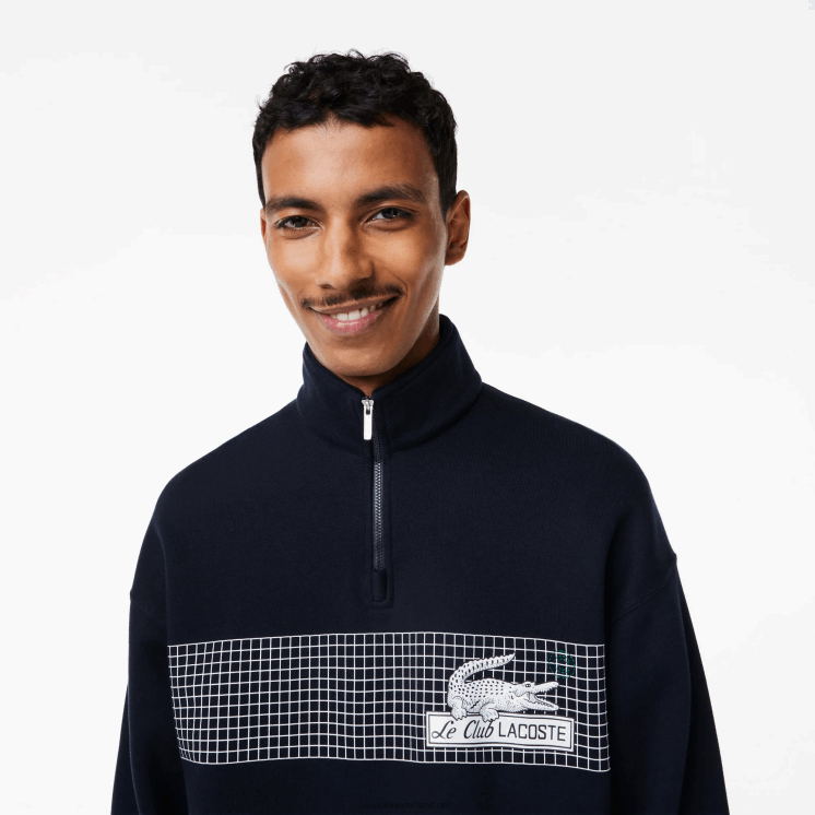 Lacoste losvallend sweatshirt van biologisch katoen met rits aan de hals 0828H283 marineblauw 166 Heren