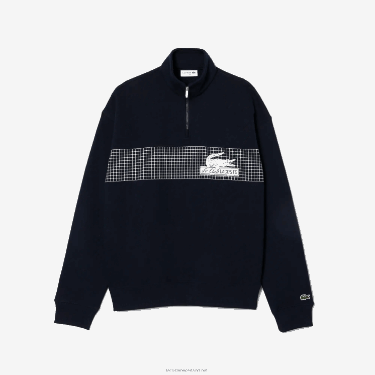 Lacoste losvallend sweatshirt van biologisch katoen met rits aan de hals 0828H283 marineblauw 166 Heren
