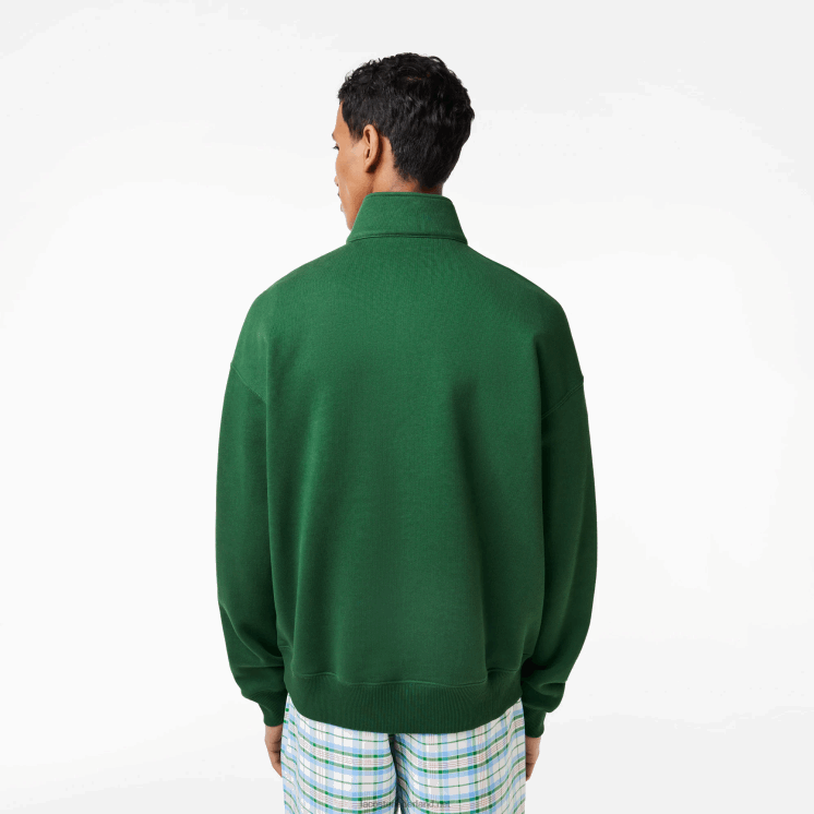 Lacoste losvallend sweatshirt van biologisch katoen met rits aan de hals 0828H284 groen 132 Heren