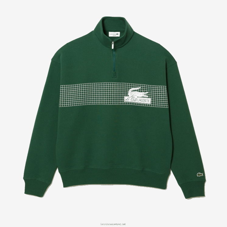 Lacoste losvallend sweatshirt van biologisch katoen met rits aan de hals 0828H284 groen 132 Heren
