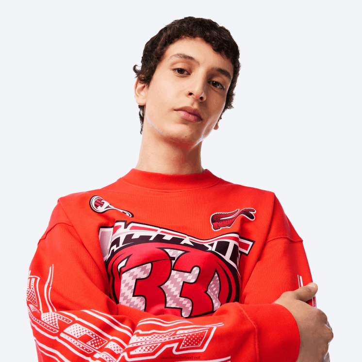 Lacoste losvallend sweatshirt van katoenfleece 0828H327 oranje 02k Heren
