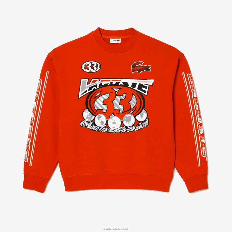 Lacoste losvallend sweatshirt van katoenfleece 0828H327 oranje 02k Heren
