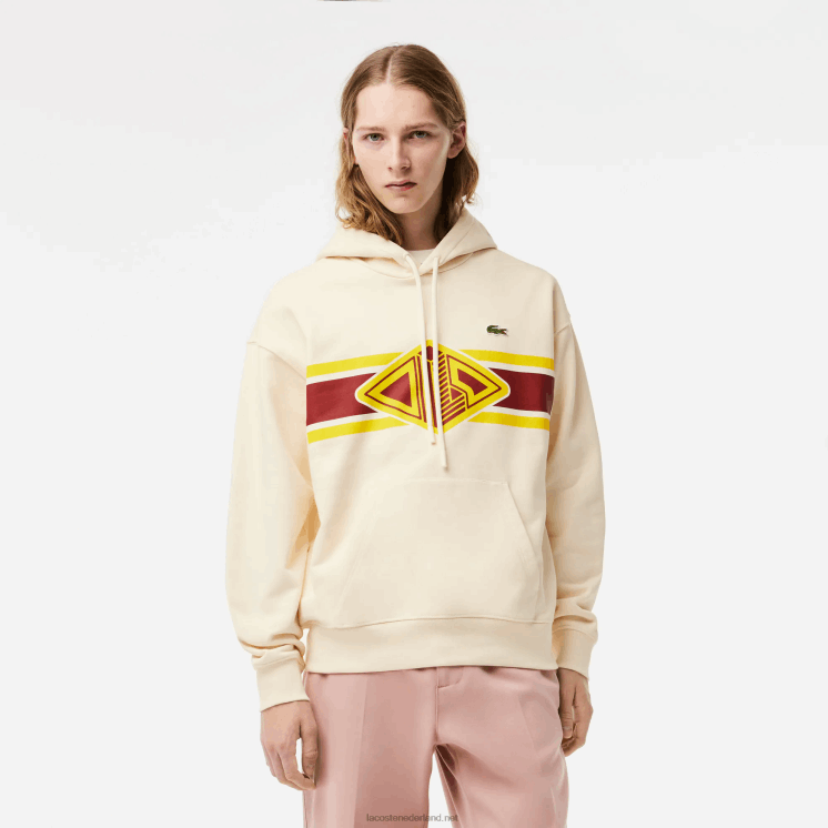 Lacoste losvallende hoodie met print 0828H334 witte xfj Heren