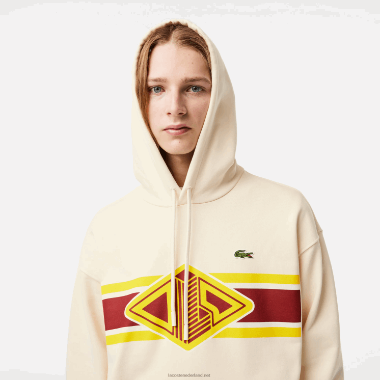 Lacoste losvallende hoodie met print 0828H334 witte xfj Heren