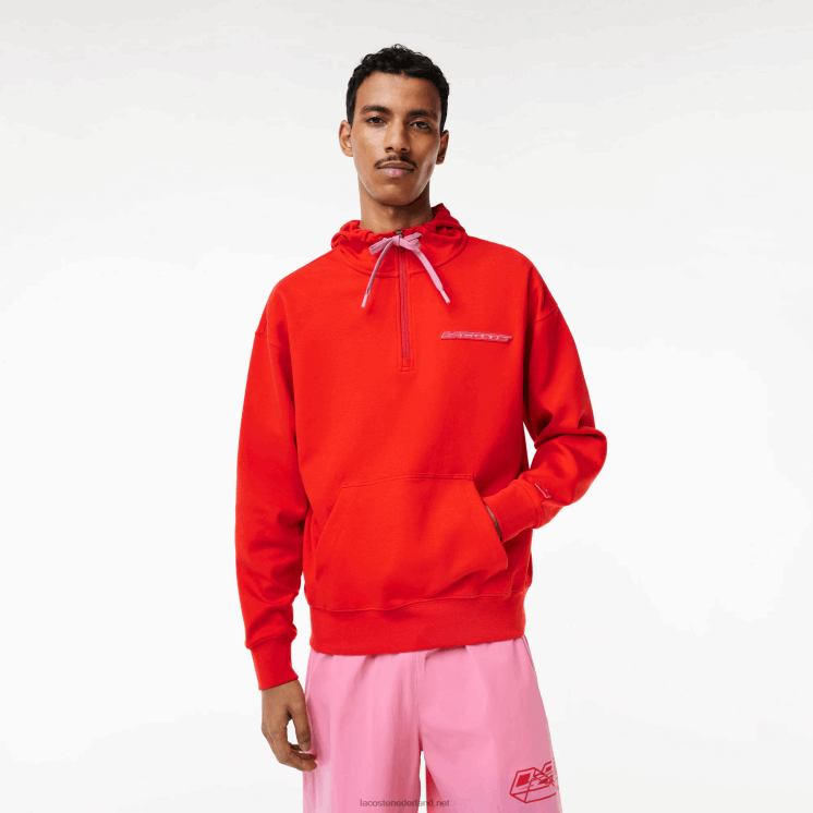 Lacoste losvallende omkeerbare hoodie 0828H376 rode s5h Heren