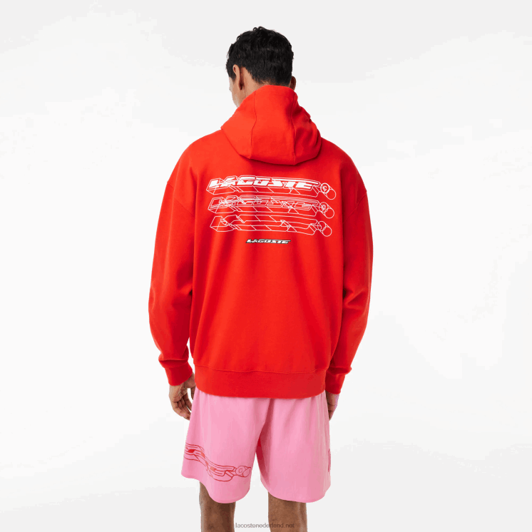 Lacoste losvallende omkeerbare hoodie 0828H376 rode s5h Heren