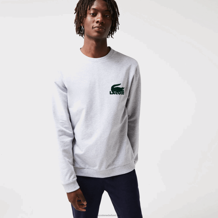 Lacoste loungesweatshirt van katoenfleece 0828H1386 grijs chine groen y9k Heren