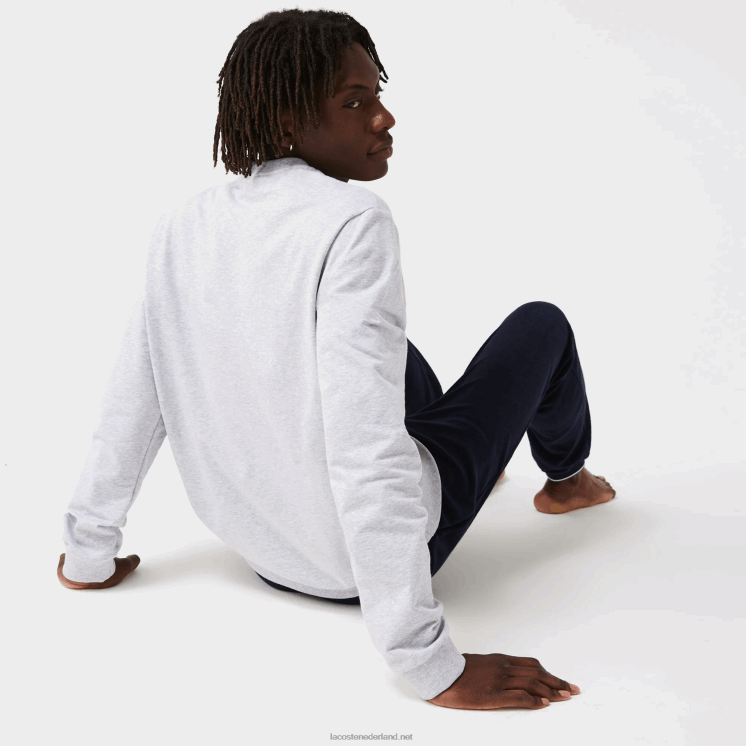 Lacoste loungesweatshirt van katoenfleece 0828H1386 grijs chine groen y9k Heren