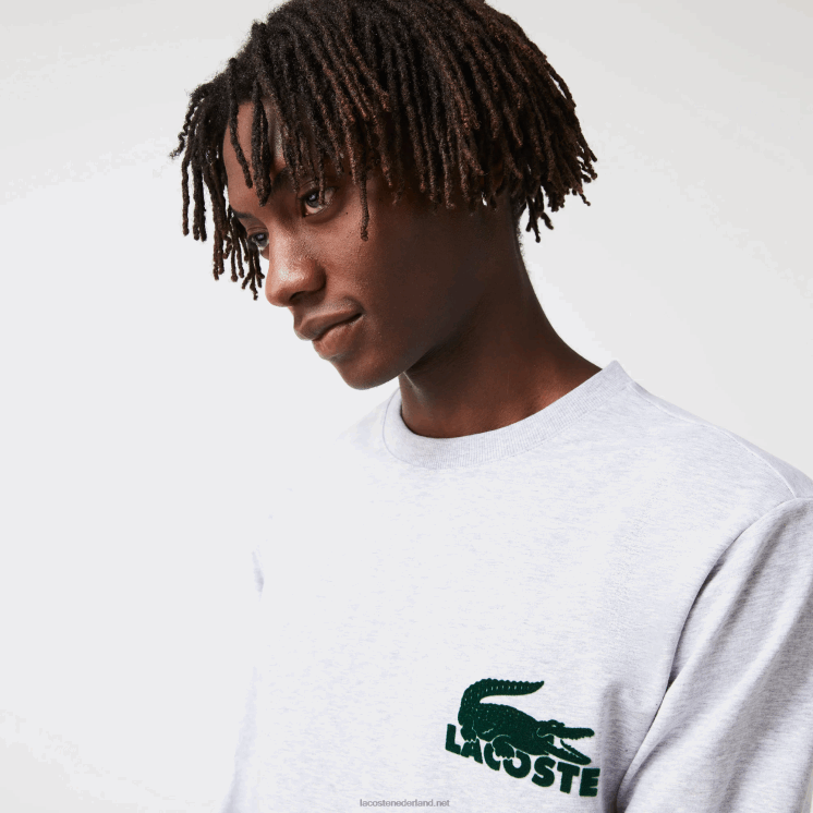 Lacoste loungesweatshirt van katoenfleece 0828H1386 grijs chine groen y9k Heren