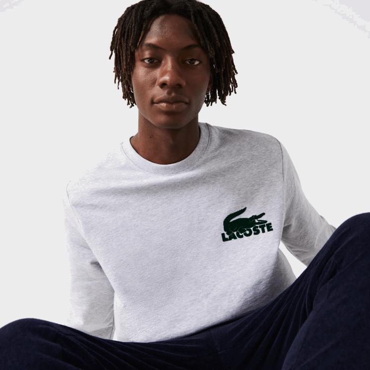 Lacoste loungesweatshirt van katoenfleece 0828H1386 grijs chine groen y9k Heren