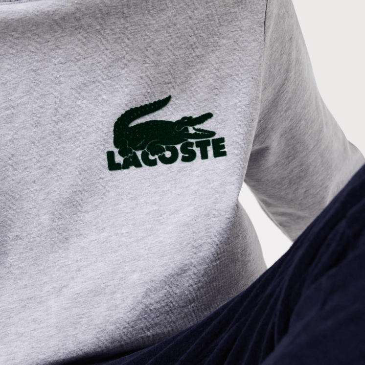 Lacoste loungesweatshirt van katoenfleece 0828H1386 grijs chine groen y9k Heren