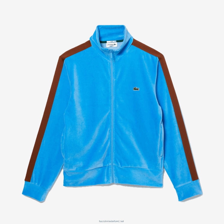 Lacoste regular fit fluwelen sweatshirt met rits 0828H1116 blauw 4xa Heren