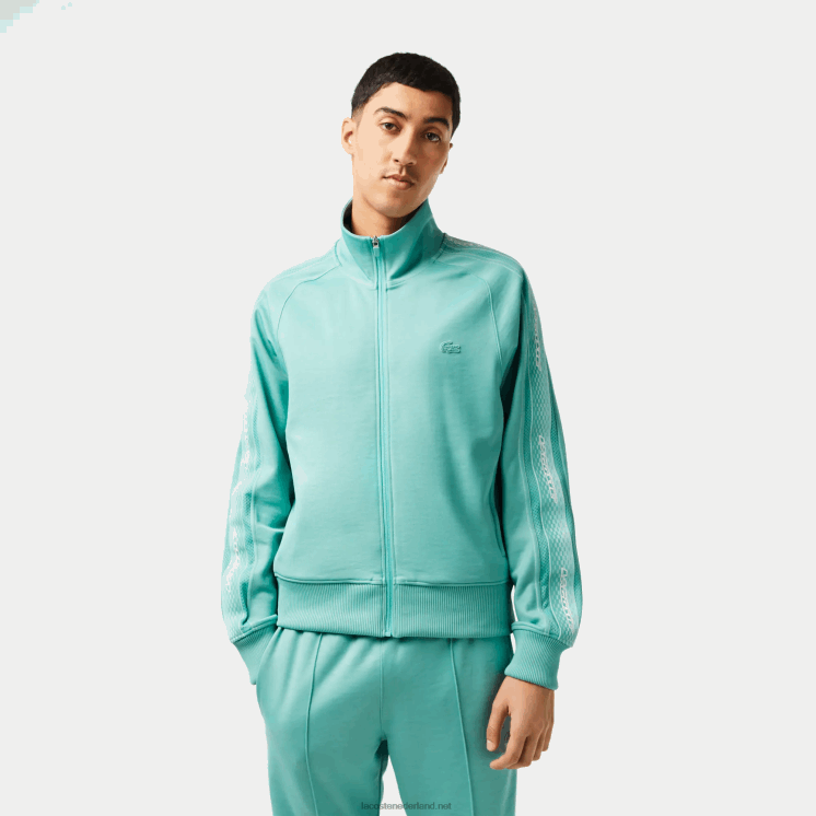 Lacoste regular fit piqué sweatshirt met ritssluiting 0828H30 groen 3a4 Heren