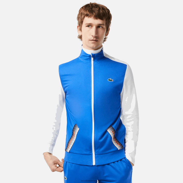 Lacoste ripstop-sweatshirt met tennisrits 0828H339 blauw wit blauw ag1 Heren