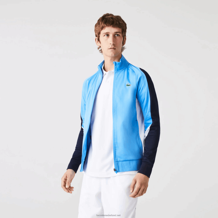 Lacoste sport klassiek fit tennissweatshirt met rits 0828H976 marineblauw wit 5x7 Heren