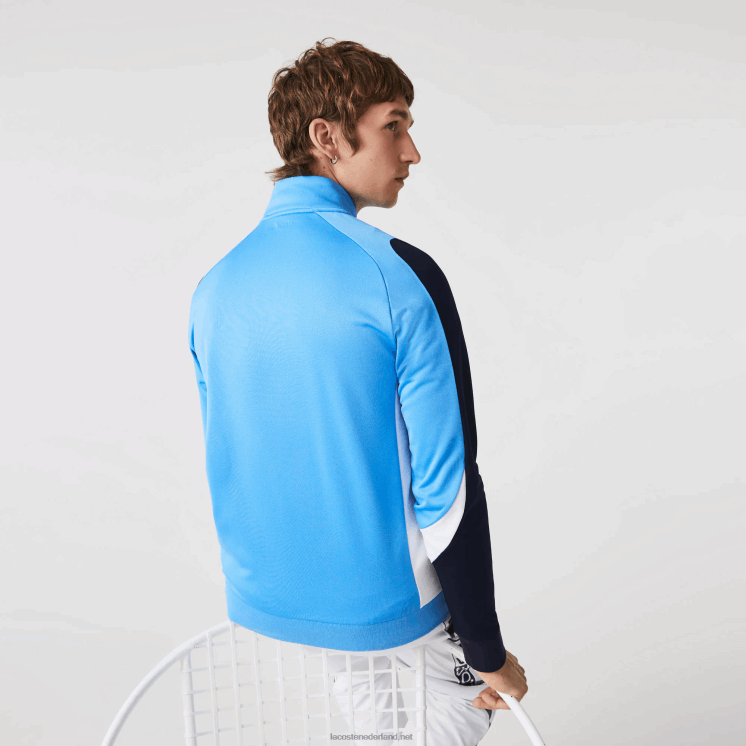 Lacoste sport klassiek fit tennissweatshirt met rits 0828H976 marineblauw wit 5x7 Heren