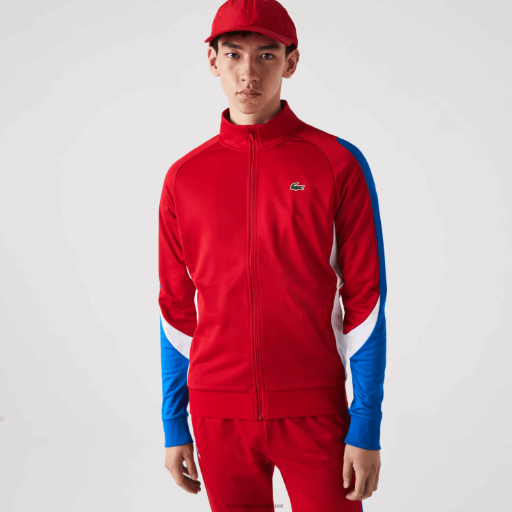 Lacoste sport klassiek fit tennissweatshirt met rits 0828H977 rood blauw wit w50 Heren