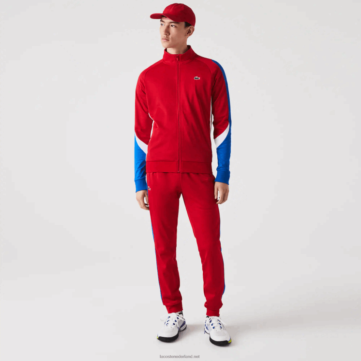 Lacoste sport klassiek fit tennissweatshirt met rits 0828H977 rood blauw wit w50 Heren