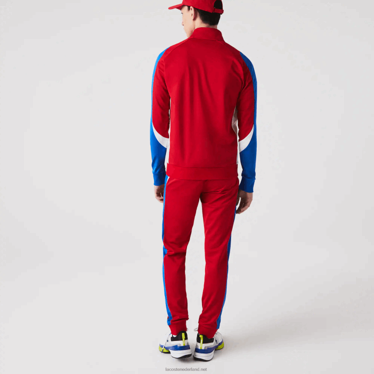 Lacoste sport klassiek fit tennissweatshirt met rits 0828H977 rood blauw wit w50 Heren