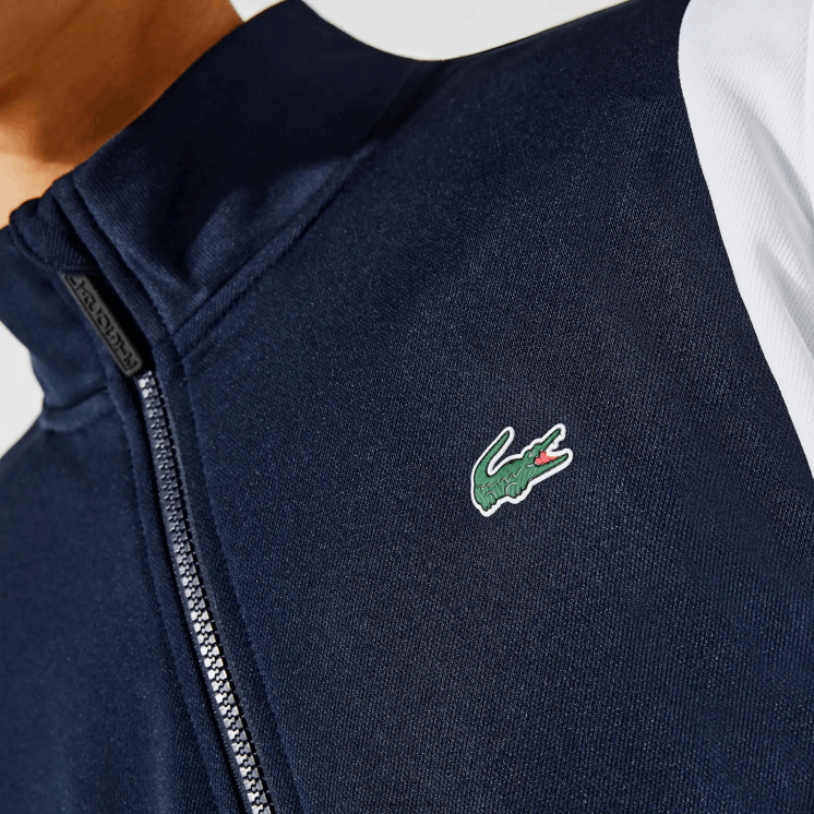 Lacoste sport piqué sweatshirt met rits 0828H1205 wit marineblauw r20 Heren