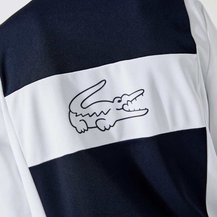 Lacoste sport piqué sweatshirt met rits 0828H1205 wit marineblauw r20 Heren