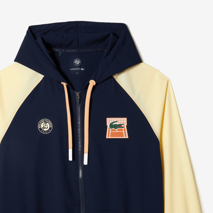 Lacoste sport roland garros editie sweatshirt met rits 0828H375 marineblauw geel wim Heren