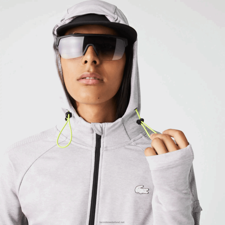 Lacoste sport stretch sweatshirt met rits 0828H1084 chine lichtgrijs 9ya Heren