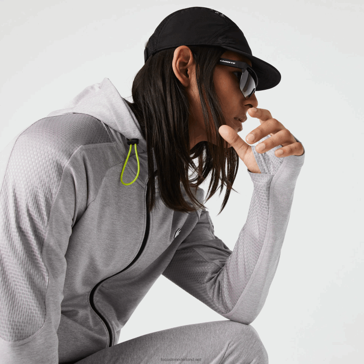 Lacoste sport stretch sweatshirt met rits 0828H1084 chine lichtgrijs 9ya Heren