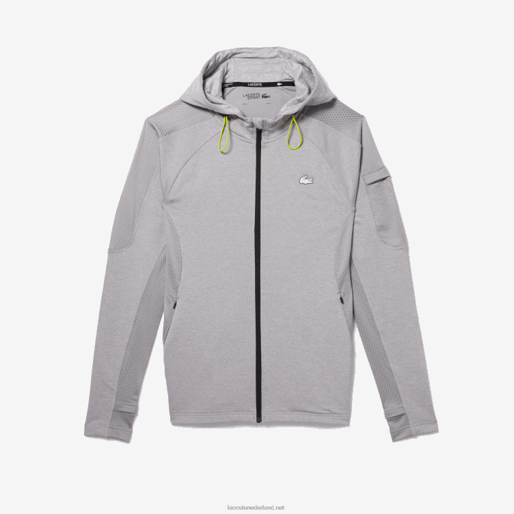 Lacoste sport stretch sweatshirt met rits 0828H1084 chine lichtgrijs 9ya Heren