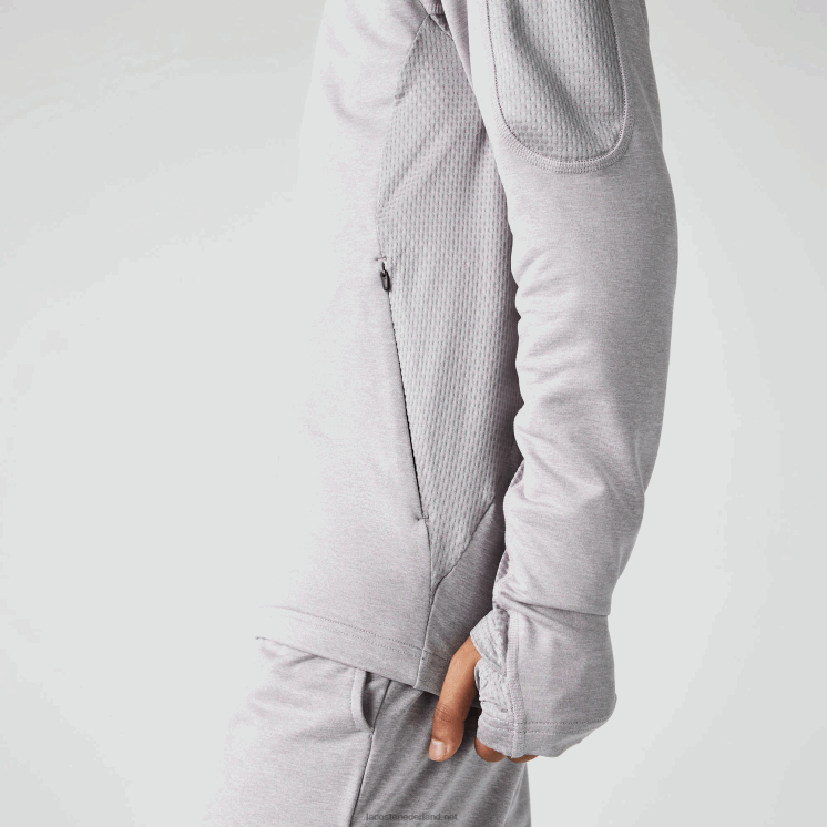 Lacoste sport stretch sweatshirt met rits 0828H1084 chine lichtgrijs 9ya Heren
