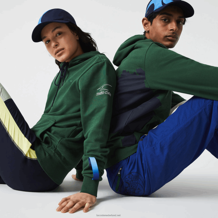 Lacoste sport x theo curin hoodie van biologisch katoen 0828H1123 groen marineblauw nl7 Heren