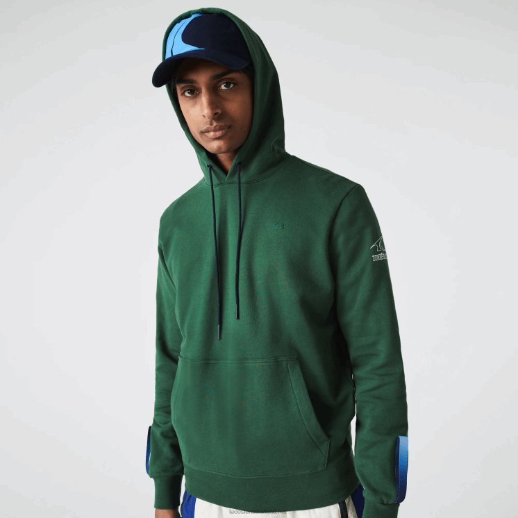 Lacoste sport x theo curin hoodie van biologisch katoen 0828H1123 groen marineblauw nl7 Heren
