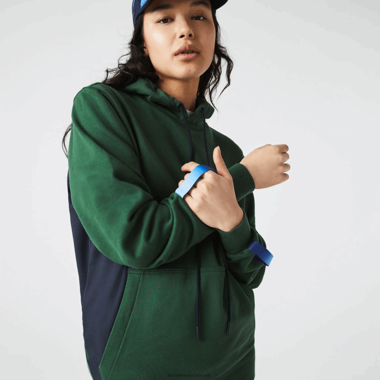 Lacoste sport x theo curin hoodie van biologisch katoen 0828H1123 groen marineblauw nl7 Heren