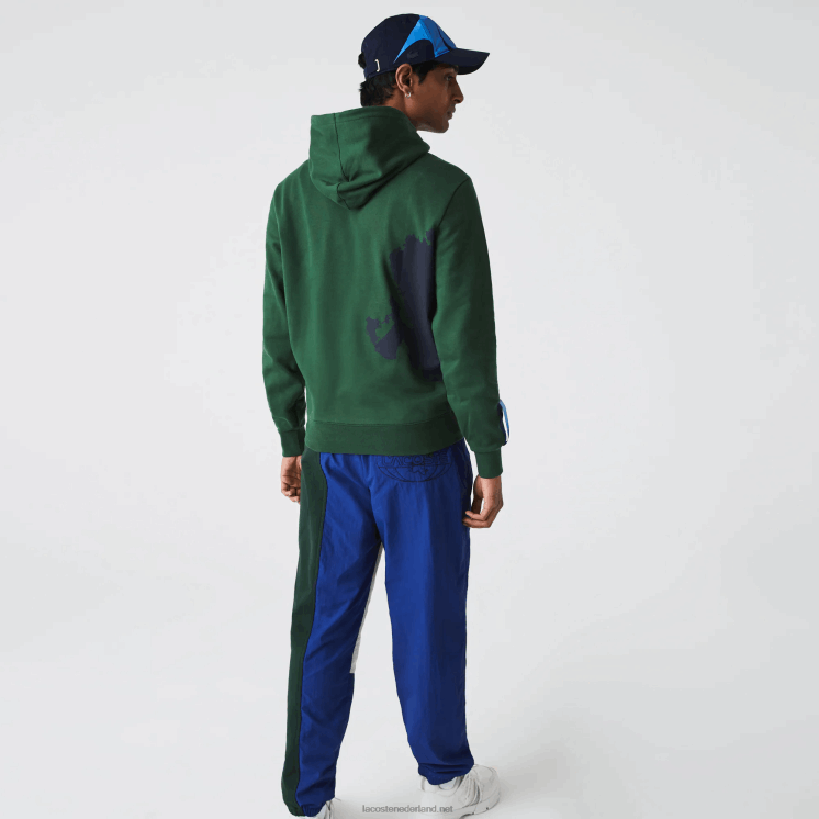 Lacoste sport x theo curin hoodie van biologisch katoen 0828H1123 groen marineblauw nl7 Heren